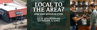 Advertisement for a store with a location address and store exterior | Boots & Soles | Effingham, IL