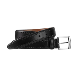 Johnston & Murphy Black Perfed-Edge Belt