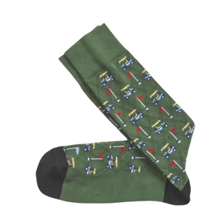 Johnston & Murphy Novelty Socks (44-30523) Green Golf Carts