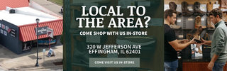 Advertisement for a store with a location address and store exterior | Boots & Soles | Effingham, IL