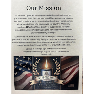 Veterans Light Candle Company 10 ounce candle (scents offered may vary)