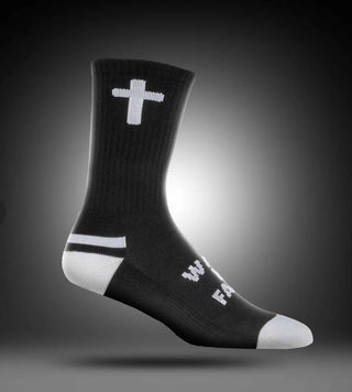 Pathos Unisex Performance Socks "Walk In Faith" Black/White