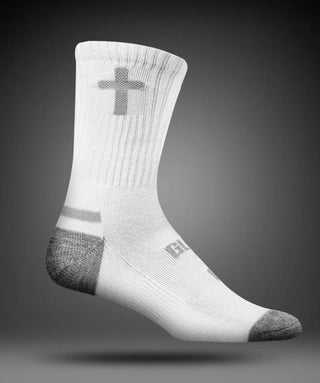 Pathos Unisex Performance Socks "Glory To God" White/Grey