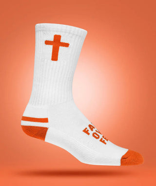 Pathos Unisex Performance Socks "Faith Over Fear" White/Orange
