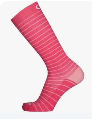 OS1st Wellness Compression Socks | Over the Calf (OS1-4134) Pink Stripes